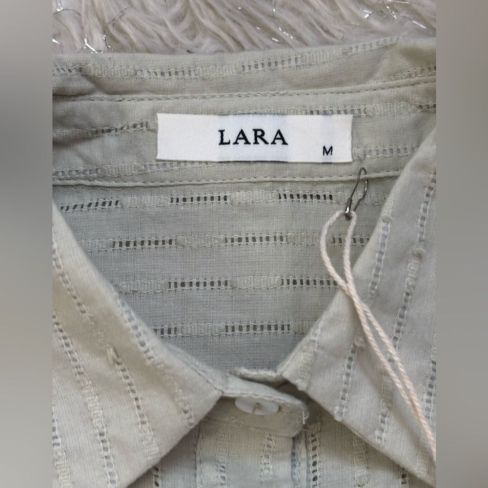 LARA Light Green Women’s Eyelet Oversized Button-Front Shirt Size M - Picture 5 of 16